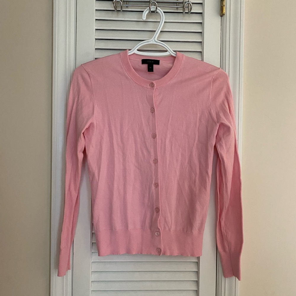 J.Crew lightweight baby pink cardigan sweater. Size XS.